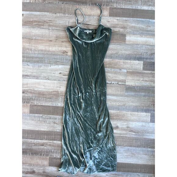 Reformation Green Velvet Midi Dress - Picture 1 of 5